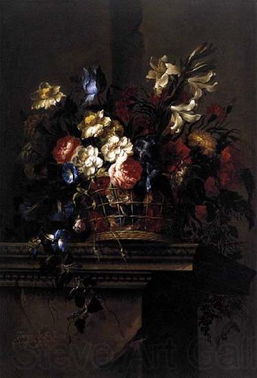 Arellano, Juan de Basket of Flowers on a Plinth Spain oil painting art